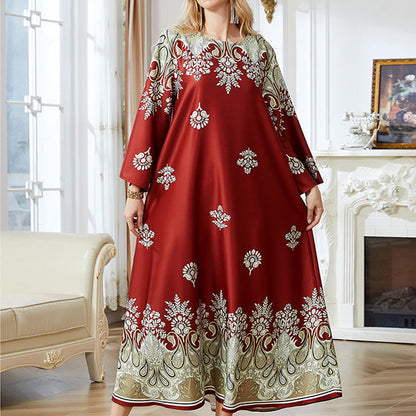 Abayas musulmanes impresos en rojo para mujeres