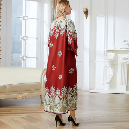 Abayas musulmanes impresos en rojo para mujeres