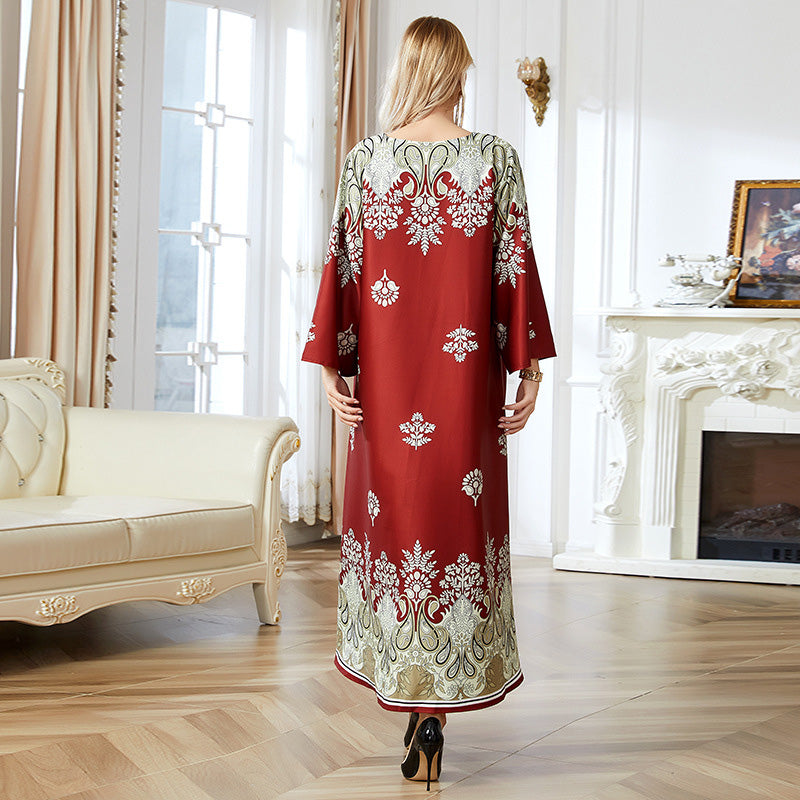 Abayas musulmanes impresos en rojo para mujeres