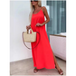 49% de descuento🔥 venta🔥Vestido largo holgado con tirantes finos y abertura lateral.