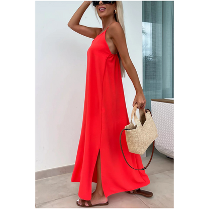 49% korting🔥 verkoop🔥Losse maxi-jurk met spaghettibandjes en zijsplit