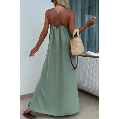 49% korting🔥 verkoop🔥Losse maxi-jurk met spaghettibandjes en zijsplit