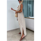 49% de descuento🔥 venta🔥Vestido largo holgado con tirantes finos y abertura lateral.