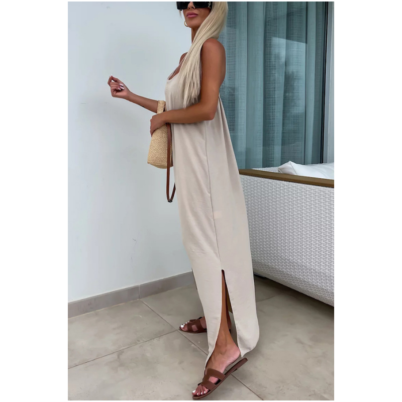 49% korting🔥 verkoop🔥Losse maxi-jurk met spaghettibandjes en zijsplit