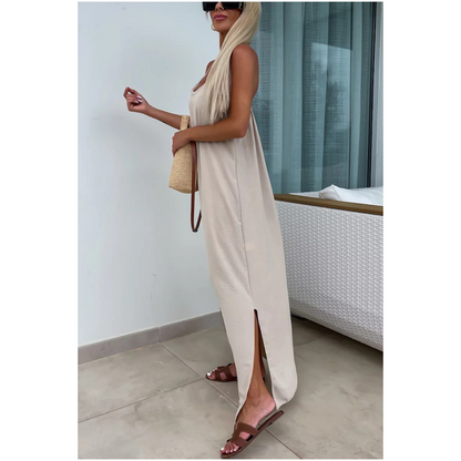 49% korting🔥 verkoop🔥Losse maxi-jurk met spaghettibandjes en zijsplit