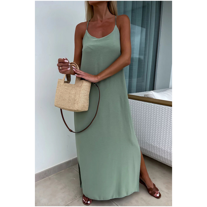 49% korting🔥 verkoop🔥Losse maxi-jurk met spaghettibandjes en zijsplit