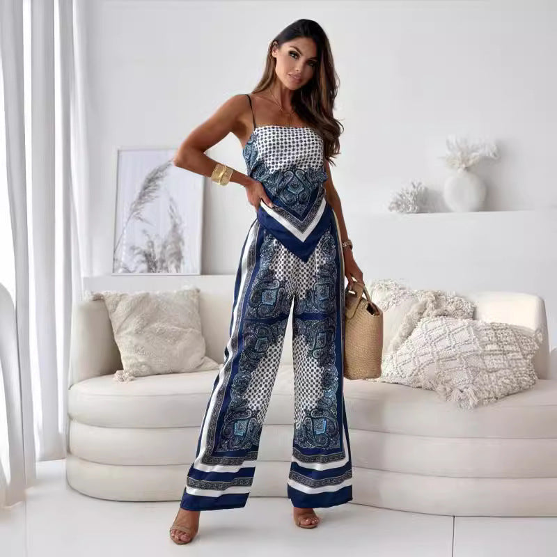 💥Sconti del 65%✨Completo da donna in due pezzi, top corto con bandana e pantaloni