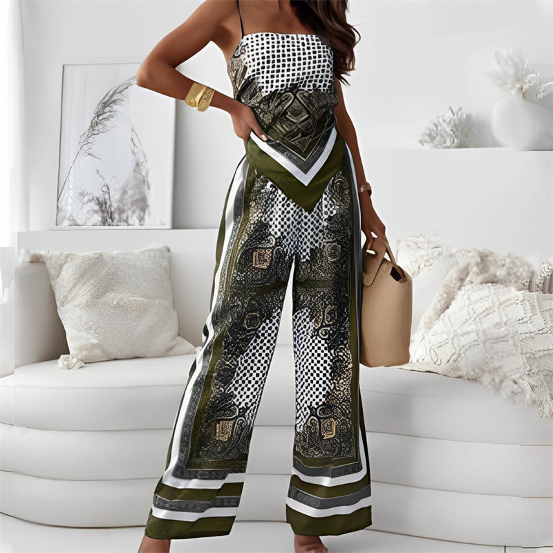 💥Sconti del 65%✨Completo da donna in due pezzi, top corto con bandana e pantaloni