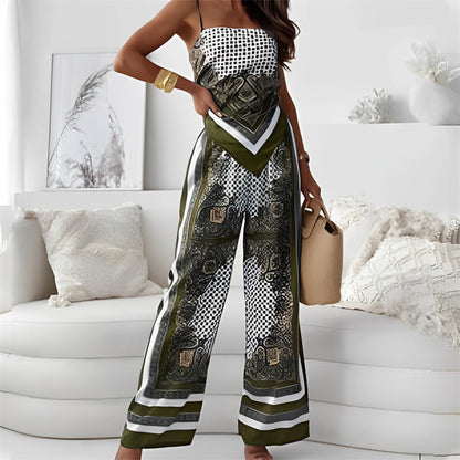 💥Sconti del 65%✨Completo da donna in due pezzi, top corto con bandana e pantaloni