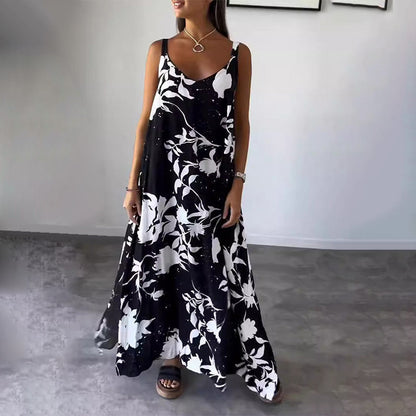 🌼 Bloemenspaghetti voor dames👗Strapless mouwloze, vloeiende jurk zonder rug