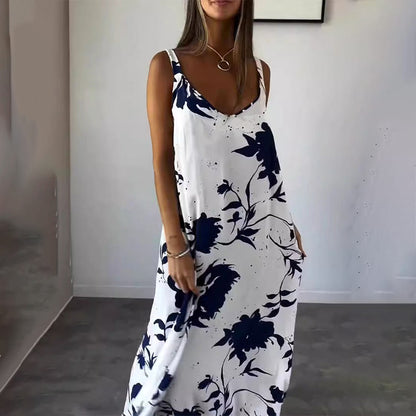 🌼 Bloemenspaghetti voor dames👗Strapless mouwloze, vloeiende jurk zonder rug