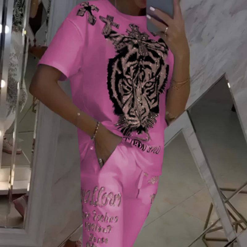 💥66 % rabatter💥 2-delt sett med en avslappet topp og bukser med snøring🐯