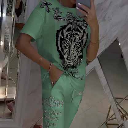 💥66 % rabatter💥 2-delt sett med en avslappet topp og bukser med snøring🐯