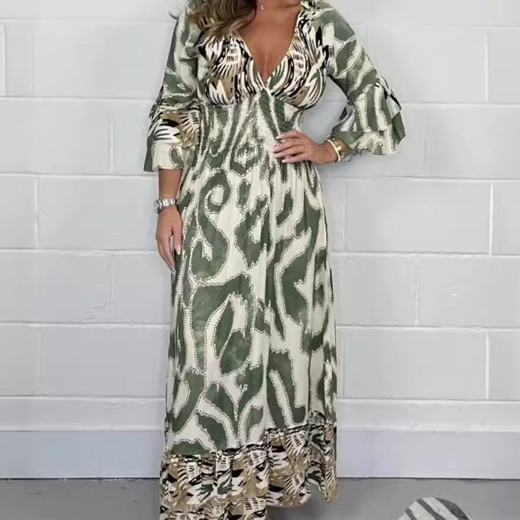 Abito lungo a trapezio traspirante e alla moda con scollo a V🔥Saldi - 49 % SCONTO🔥