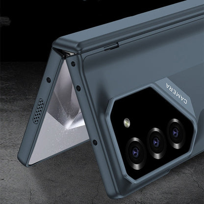 Foldable mobile phone cover with a magnetic charnier and integrated design of shells and foil