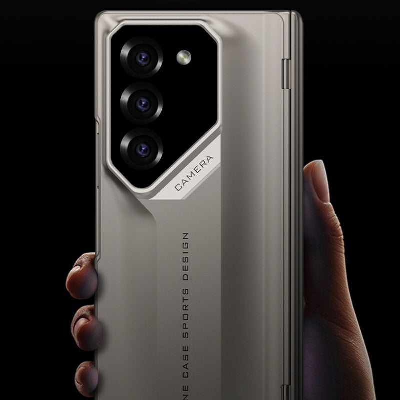 Foldable mobile phone cover with a magnetic charnier and integrated design of shells and foil