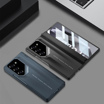 Foldable mobile phone cover with a magnetic charnier and integrated design of shells and foil