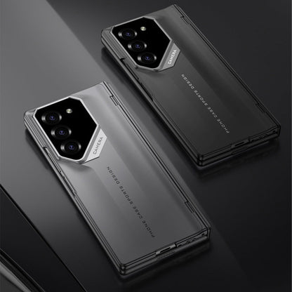 Foldable mobile phone cover with a magnetic charnier and integrated design of shells and foil