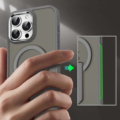 Magnetisk stötbeständig mobiltelefonskydd med stand för iPhone 15-11-serien