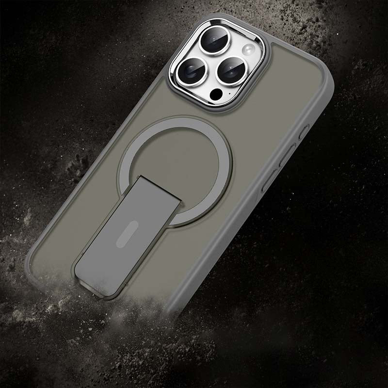 Magnetisk stötbeständig mobiltelefonskydd med stand för iPhone 15-11-serien