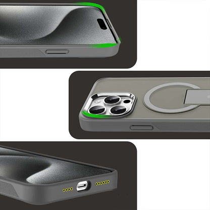 Magnetisk stötbeständig mobiltelefonskydd med stand för iPhone 15-11-serien