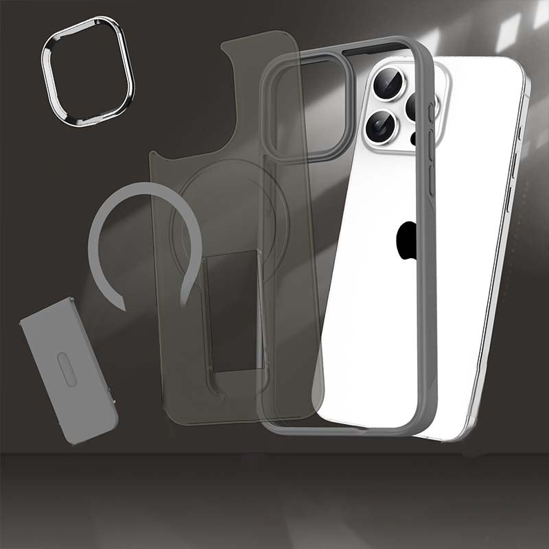 Magnetisk stötbeständig mobiltelefonskydd med stand för iPhone 15-11-serien