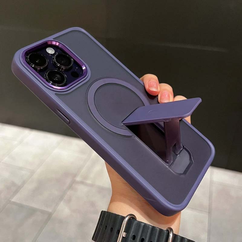 Magnetisk stötbeständig mobiltelefonskydd med stand för iPhone 15-11-serien