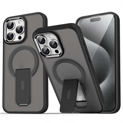Magnetisk stötbeständig mobiltelefonskydd med stand för iPhone 15-11-serien