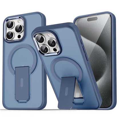 Magnetisk stötbeständig mobiltelefonskydd med stand för iPhone 15-11-serien