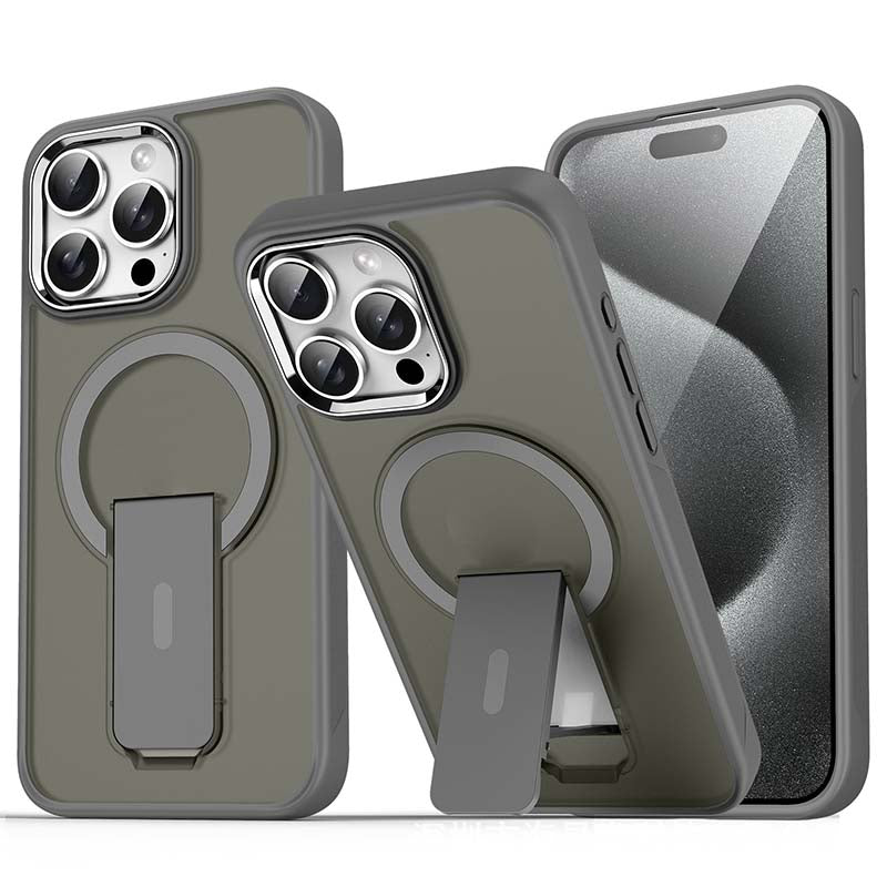 Magnetisk stötbeständig mobiltelefonskydd med stand för iPhone 15-11-serien