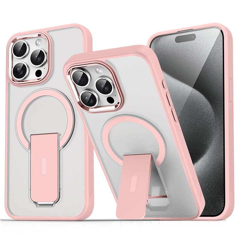 Magnetisk stötbeständig mobiltelefonskydd med stand för iPhone 15-11-serien