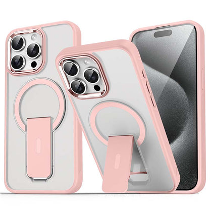 Magnetisk stötbeständig mobiltelefonskydd med stand för iPhone 15-11-serien