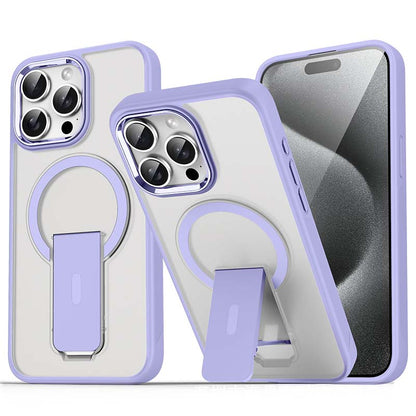Magnetisk stötbeständig mobiltelefonskydd med stand för iPhone 15-11-serien