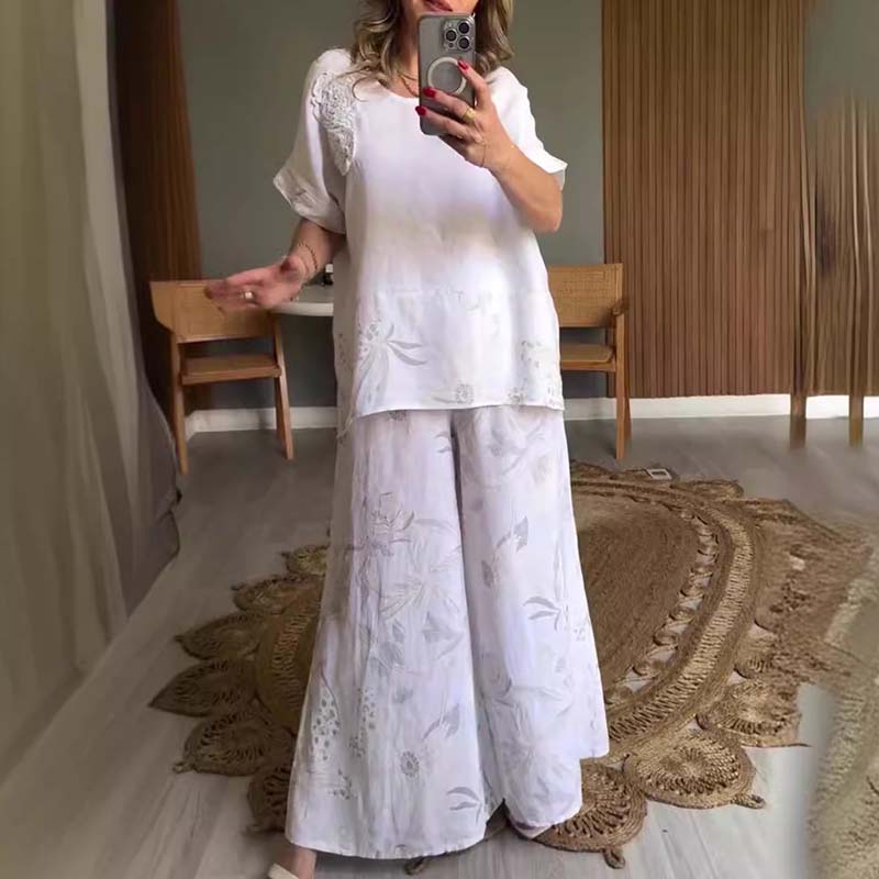 Set casual in 2 parti con pressione floreale per le donne