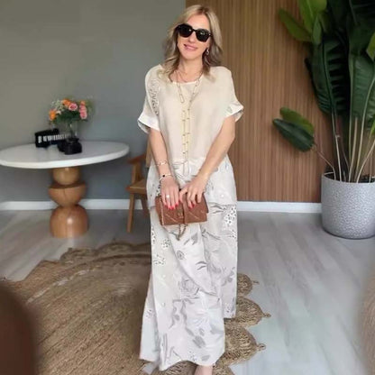 Set casual in 2 parti con pressione floreale per le donne