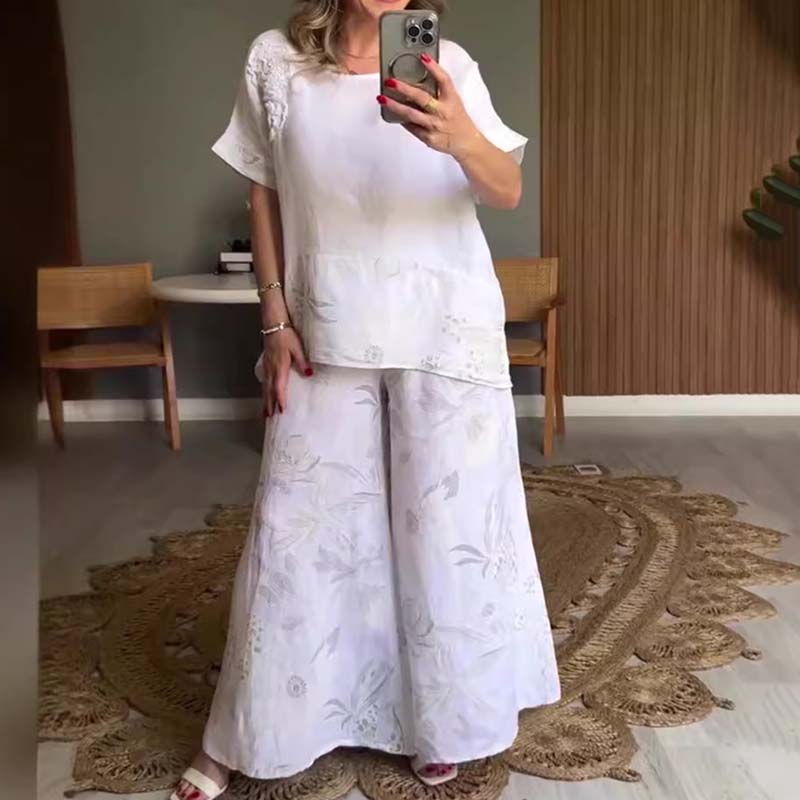 Set casual in 2 parti con pressione floreale per le donne