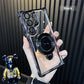 Transparent Anti-Falen Handy Shell mat rotativen Stand fir Galaxis Serie
