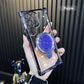 Transparent Anti-Falen Handy Shell mat rotativen Stand fir Galaxis Serie