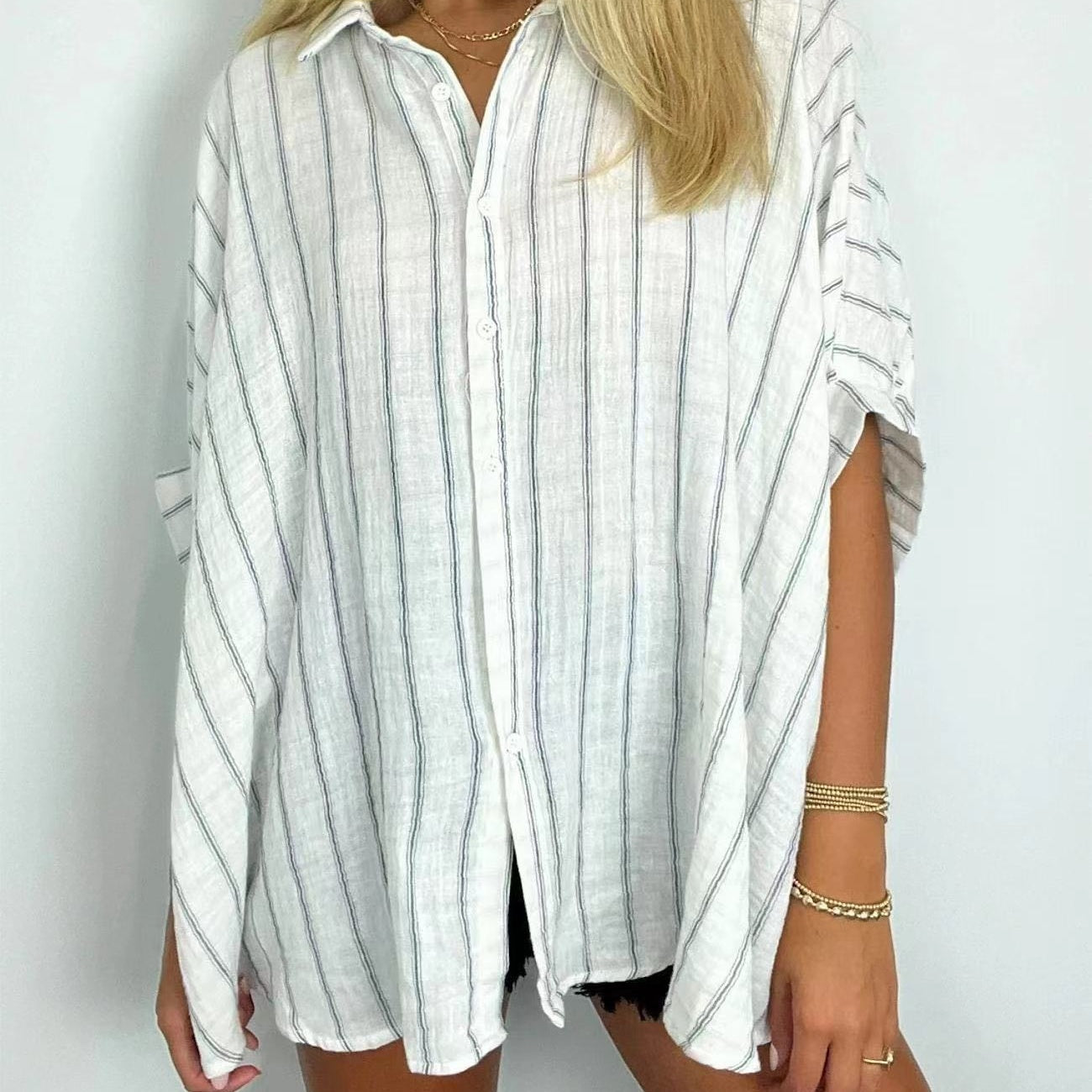 💥Sconto del 66% a tempo limitato 💕Camicia casual a righe da donna
