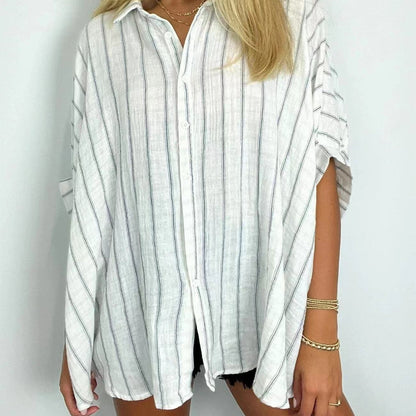 💥Sconto del 66% a tempo limitato 💕Camicia casual a righe da donna