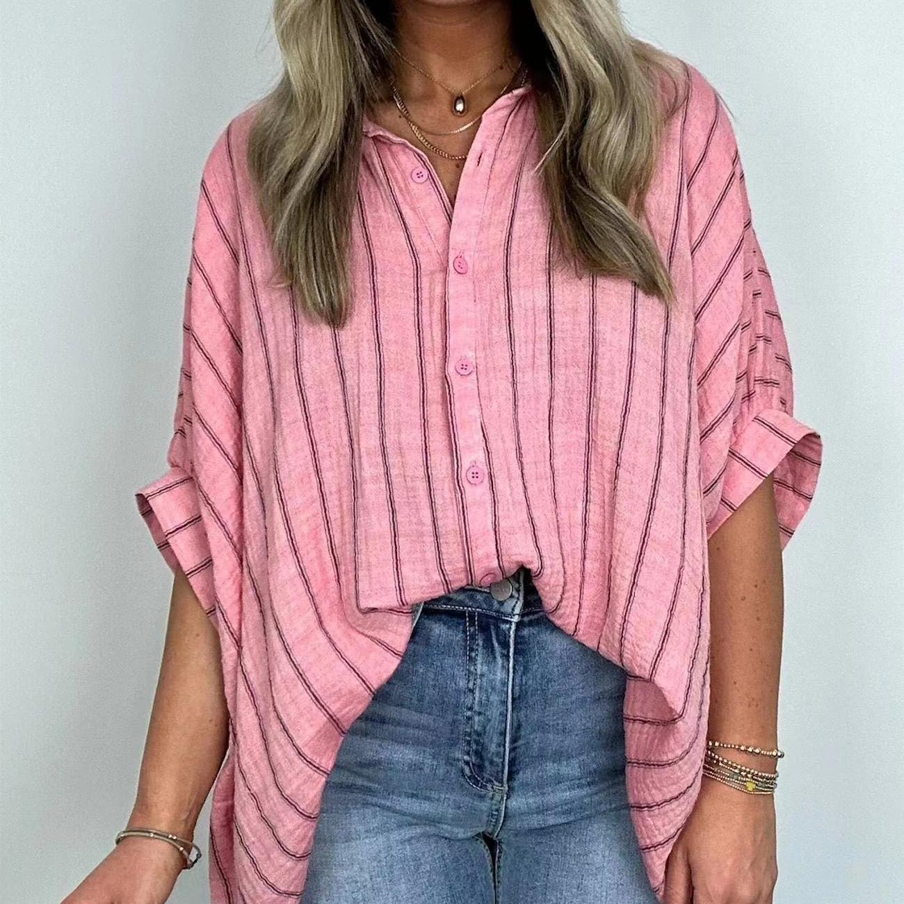 💥Sconto del 66% a tempo limitato 💕Camicia casual a righe da donna