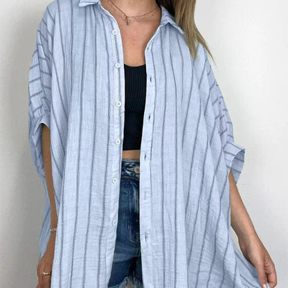 💥Sconto del 66% a tempo limitato 💕Camicia casual a righe da donna