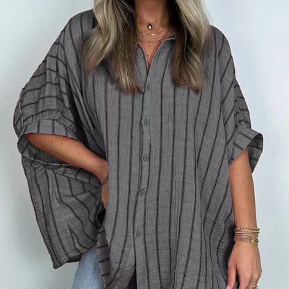 💥Sconto del 66% a tempo limitato 💕Camicia casual a righe da donna