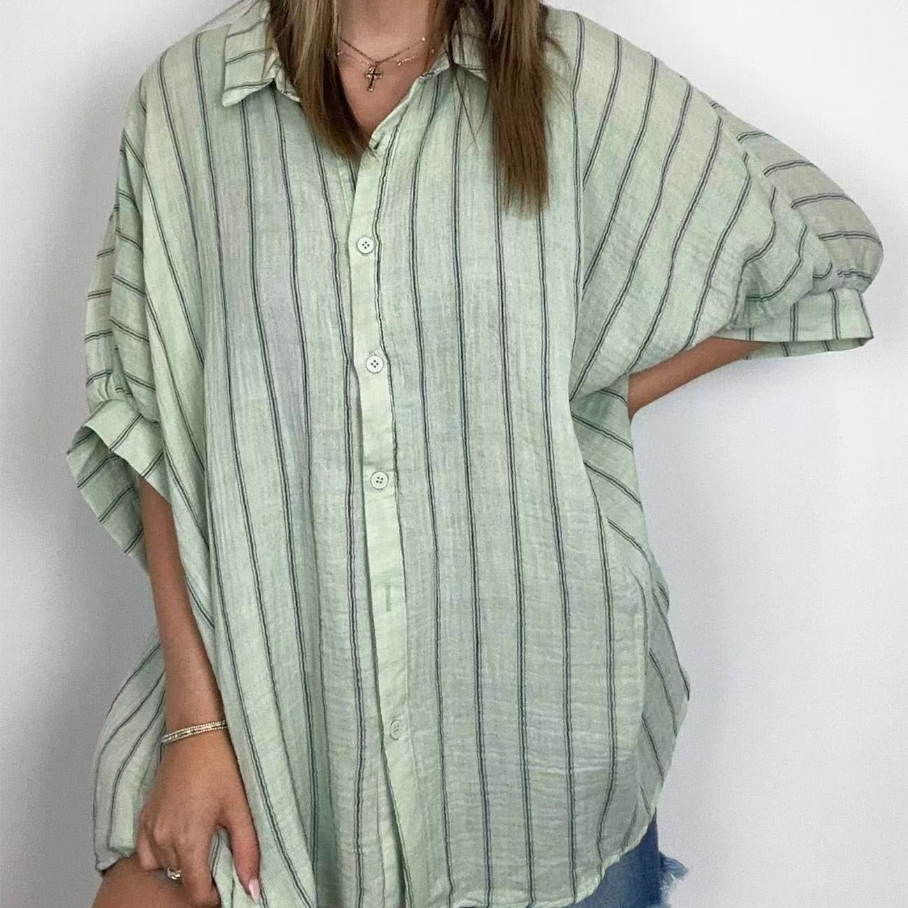 💥Sconto del 66% a tempo limitato 💕Camicia casual a righe da donna