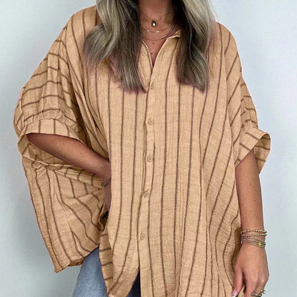 💥Sconto del 66% a tempo limitato 💕Camicia casual a righe da donna