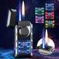 Multifunctional double flame lighter with colored lights