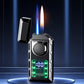 Multifunctional double flame lighter with colored lights