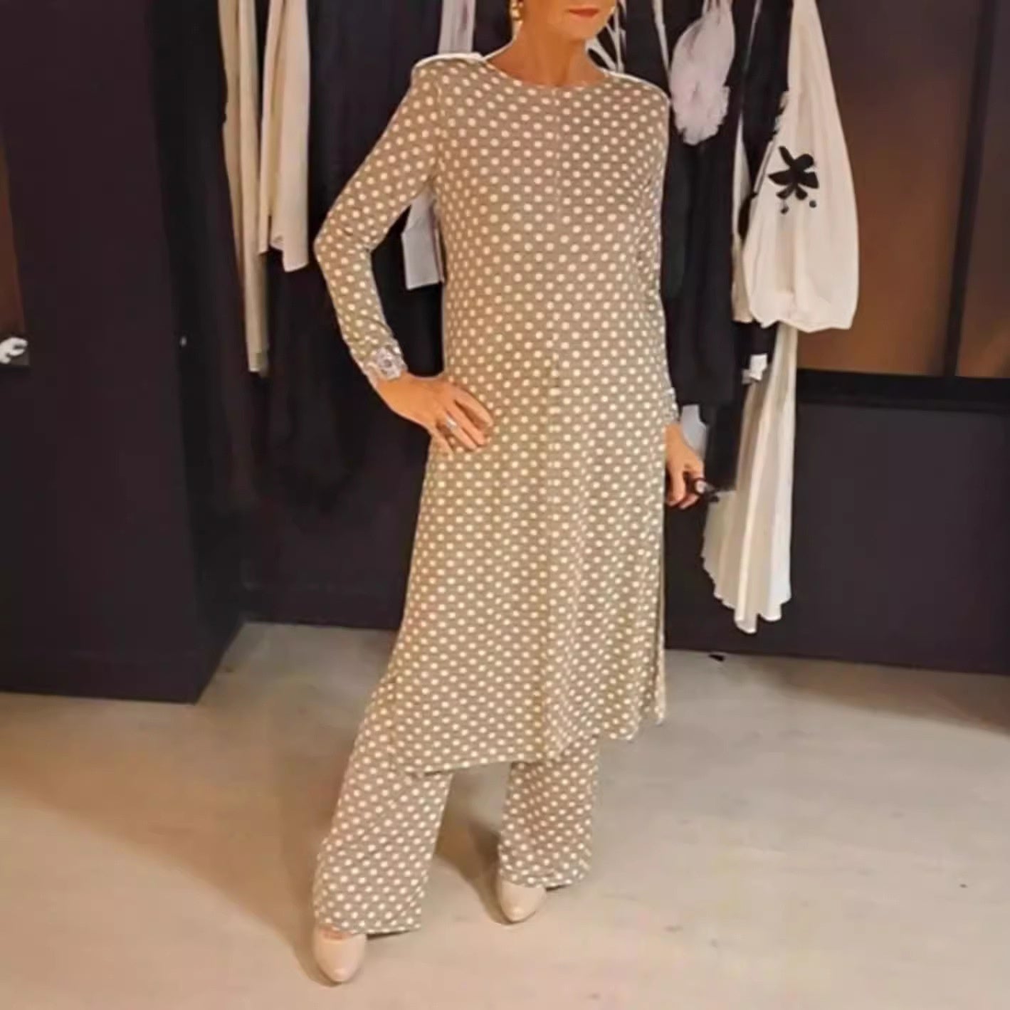 sconto del 40%🔥Set 2 pezzi composto da top e pantaloni con pois