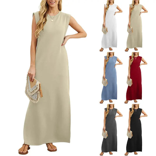 ⏳ 50% RABATT! Damen Sommerkleid – Baumwollmischung, Knitterfrei & Seitenschlitz – Loose Fit für Urlaub & Alltag, 6 Farben