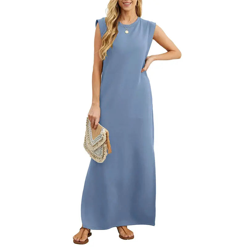 ⏳ 50% RABATT! Damen Sommerkleid – Baumwollmischung, Knitterfrei & Seitenschlitz – Loose Fit für Urlaub & Alltag, 6 Farben